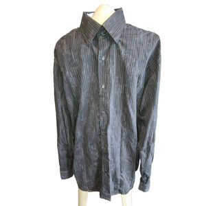 LUCHIANO VISCONTI Textured Striped Men’s Button Down Long Sleeve Shirt Size‎ XXL